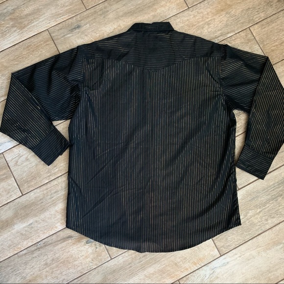 Vintage Wrangler shiny gold pinstripe snap shirt - Picture 7 of 12